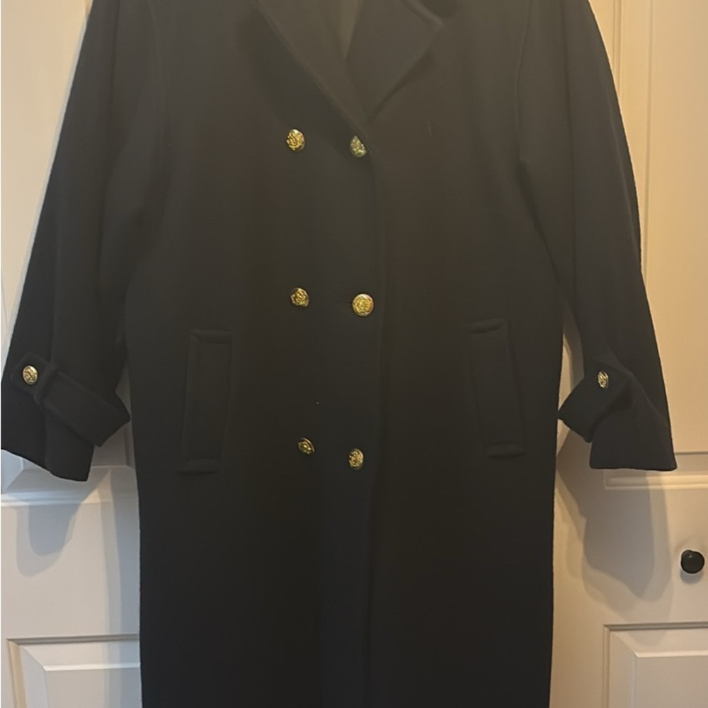 Classic Navy Double-Breasted Pea Coat with Gold Buttons